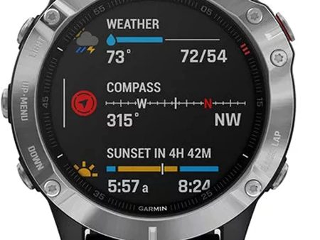 Garmin Fenix 6, Premium Multisport GPS Watch, Heat and Altitude Adjusted V02 Max Silver with Black Band - Certified Refurbished Fashion